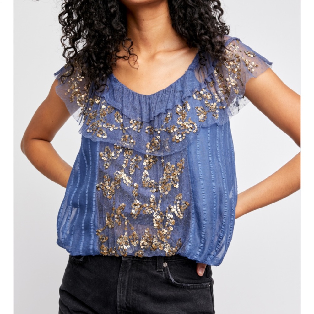Free People off the shoulder top-Blue Moon